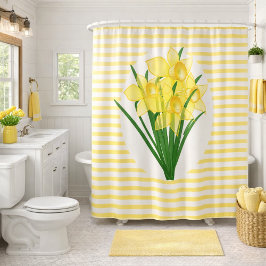 Lente stijl Gele Narcissen Bloem Douchegordijn