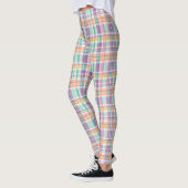 Lente Stijl Geruit Lavendel Teal en Roze Leggings (Links)
