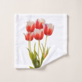 Lente stijl rode tulp bloem bad handdoek set (Wasdoekje)