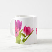 Lente stijl roze tulp koffiemok (Voorkant links)
