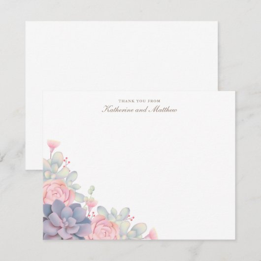 Lente Succulenten Bruiloft Dank u Kaarten (Voorkant / Achterkant)