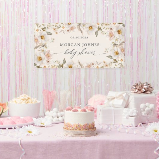 Lente Tender Bloemige Bruiloft Feest Spandoek (Feest)