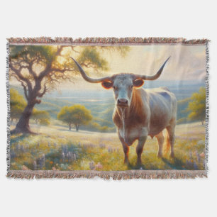Lente Texas longhorn in een veld Deken