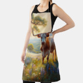 Lente Texas longhorn in een veld Schort (Insitu)