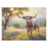 Lente Texas longhorn in een veld Tafelkleed (Voorkant (Horizontaal))