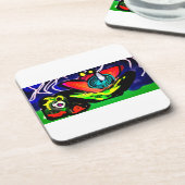 Lente tijd bloem en kikker bier onderzetter (Linkerzijde)