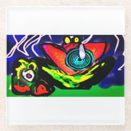 Lente tijd bloem en kikker glazen onderzetter