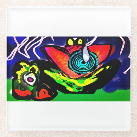 Lente tijd bloem en kikker glazen onderzetter (Voorkant)