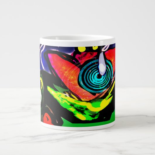 Lente tijd bloem en kikker grote koffiekop (Voorkant)