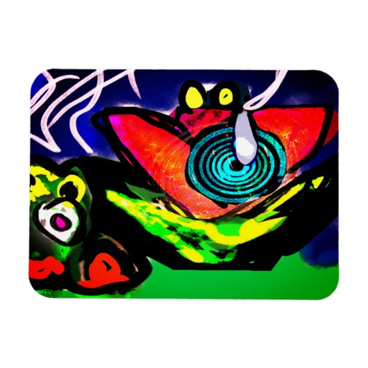 Lente tijd bloem en kikker magneet (Horizontaal)