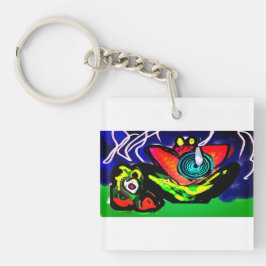 Lente tijd bloem en kikker sleutelhanger