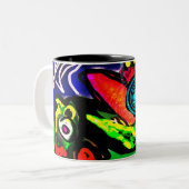 Lente tijd bloem en kikker tweekleurige koffiemok (Voorkant links)