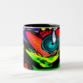 Lente tijd bloem en kikker tweekleurige koffiemok