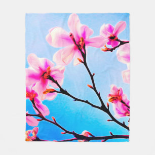 Lente tijd bloesems fleece deken