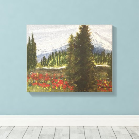 LENTE TIJD IN DE ROCKIES WATERVERF CANVAS AFDRUK (Insitu (Houten vloer))