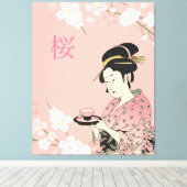 Lente tijd, Japanse Sakura Canvas Afdruk (Insitu (Houten vloer))