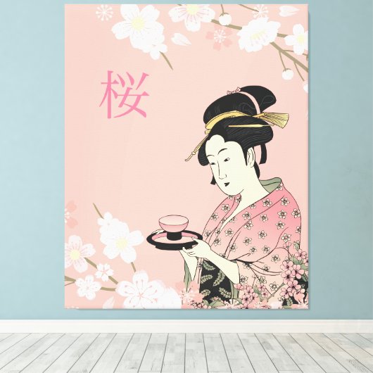Lente tijd, Japanse Sakura Canvas Afdruk (Insitu (Houten vloer))