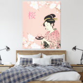 Lente tijd, Japanse Sakura Canvas Afdruk (Insitu (Slaapkamer))