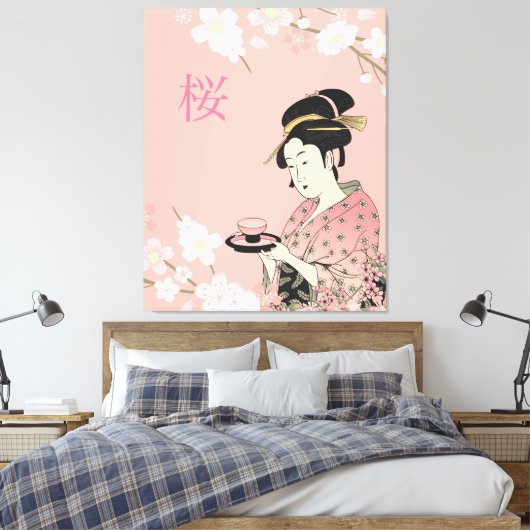 Lente tijd, Japanse Sakura Canvas Afdruk (Insitu (Slaapkamer))