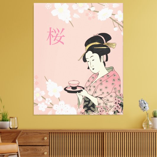 Lente tijd, Japanse Sakura Canvas Afdruk (Insitu (Woonkamer))