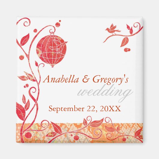 Lente Tortelduifjes-kooi Weddenschap Opslaan datum Magneet (Voorkant)