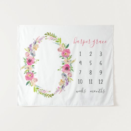 Lente Tuin Baby Naam Maandelijkse Mijlpaal Foto Wandkleed (Voorkant (horizontaal))