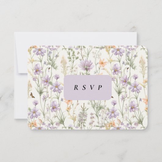 Lente Tuin Blauw Roze Geel Lavendel RSVP Kaartje (Voorkant)