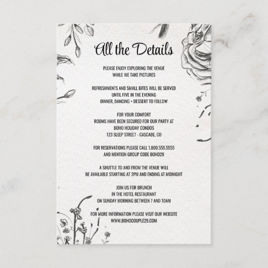 Lente Tuin Bruiloft Informatiekaartje (Voorkant)