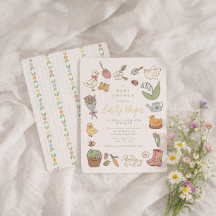 Lente Tuin Cottagecore Baby Shower Uitnodiging