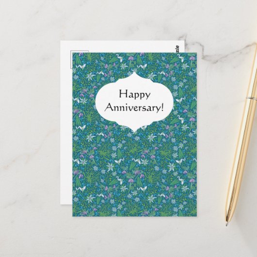 Lente Tuin Moederdag Blauw Paars Wit Briefkaart (Voorkant / Achterkant in situ)