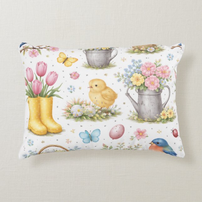 Lente Tuin Pasen  Accent Kussen (Voorkant)
