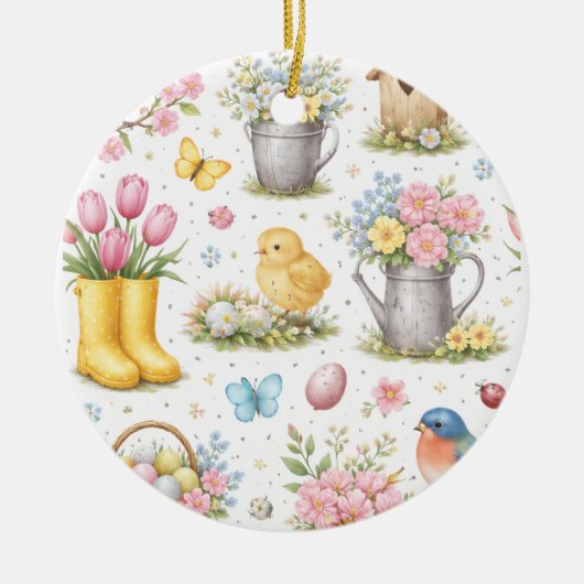 Lente Tuin Pasen Keramisch Ornament (Voorkant)
