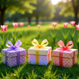 Lente Tuin Pastel Bloemenset van 3 Inpakpapier Vel