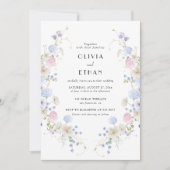 Lente Tuin Roze Paarse Wildbloemen Bruiloft Kaart (Voorkant)