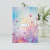 Lente Tuin Sweet Sixteen Blauw Roze Lavendel RSVP Kaartje (Staand voorkant)