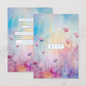 Lente Tuin Sweet Sixteen Blauw Roze Lavendel RSVP Kaartje (Voorkant / Achterkant)