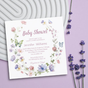 Lente Tuin Vlinder & Wilde Bloem Baby Shower Kaart