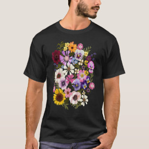 Lente tuinfeest bloem zwart t-shirt