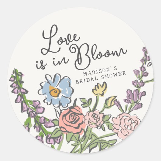 Lente Tuinfeest Pastel Bloem Bruidsdouche Ronde Sticker (Voorkant)