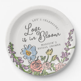 Lente Tuinfeest Pastel Bloemen Bruidsdiner Papieren Bordje