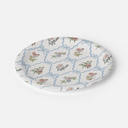 Lente Tuinfeest Pastel Bloemenkokoet Papieren Bordje (Gekanteld)