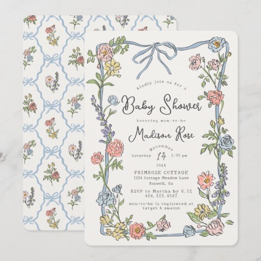 Lente Tuinfeest Pastel Bloemige Baby Shower (Voorkant / Achterkant)