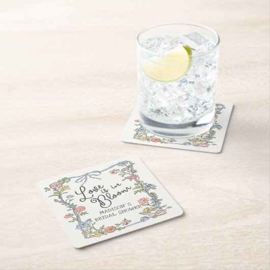 Lente Tuinfeest Pastel Bloemige Bruidsdouche Kartonnen Onderzetters (Insitu)