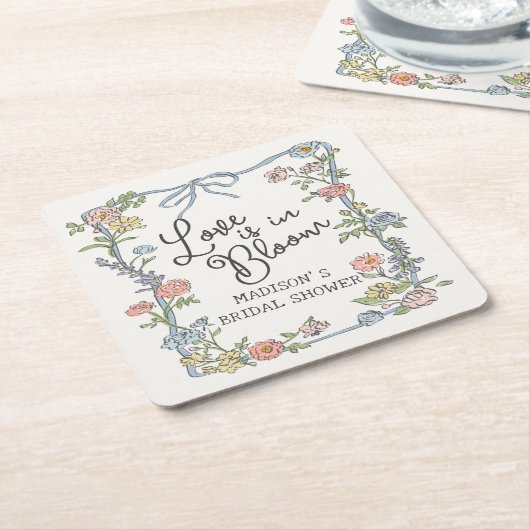Lente Tuinfeest Pastel Bloemige Bruidsdouche Kartonnen Onderzetters (Schuin)