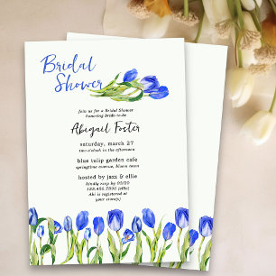 Lente Tulp Bloemen Blauwe Bloemige Bruidsdouche Kaart