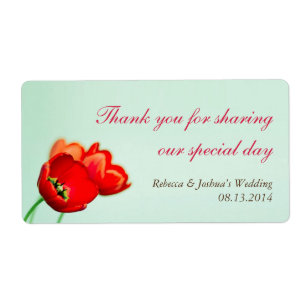 Lente tulp rood bloemenmunt bruiloft gunst sticker