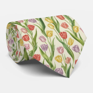 Lente Tulp Veld Bloemmotief Stropdas