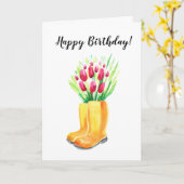 Lente tulp vrolijke verjaardagskaart. kaart (Gele Bloem)