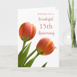 Lente Tulpen 15e Bruiloft Jubileum Kaart