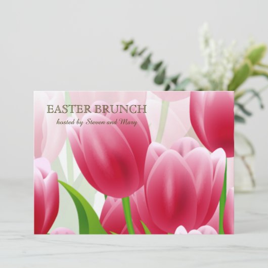 Lente Tulpen Aangepaste Pasen Brunch Kaart (Staand voorkant)